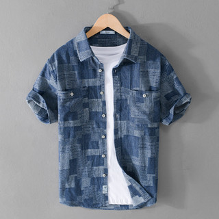 Nicho Design verão de manga curta camisa de verão masculina simples Denim solto Casual juventude camisa masculina