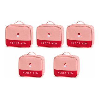 Kit 5 Necessaire Porta Medicamentos Higiene Pessoal Viagem Rosa
