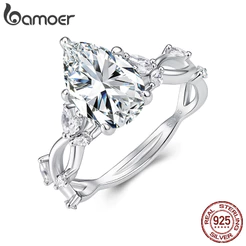 Anéis De Moissanite Bamoer 925 Prata Esterlina 3CT Corte Pêra Joias Da Moda Presentes Para Mulheres