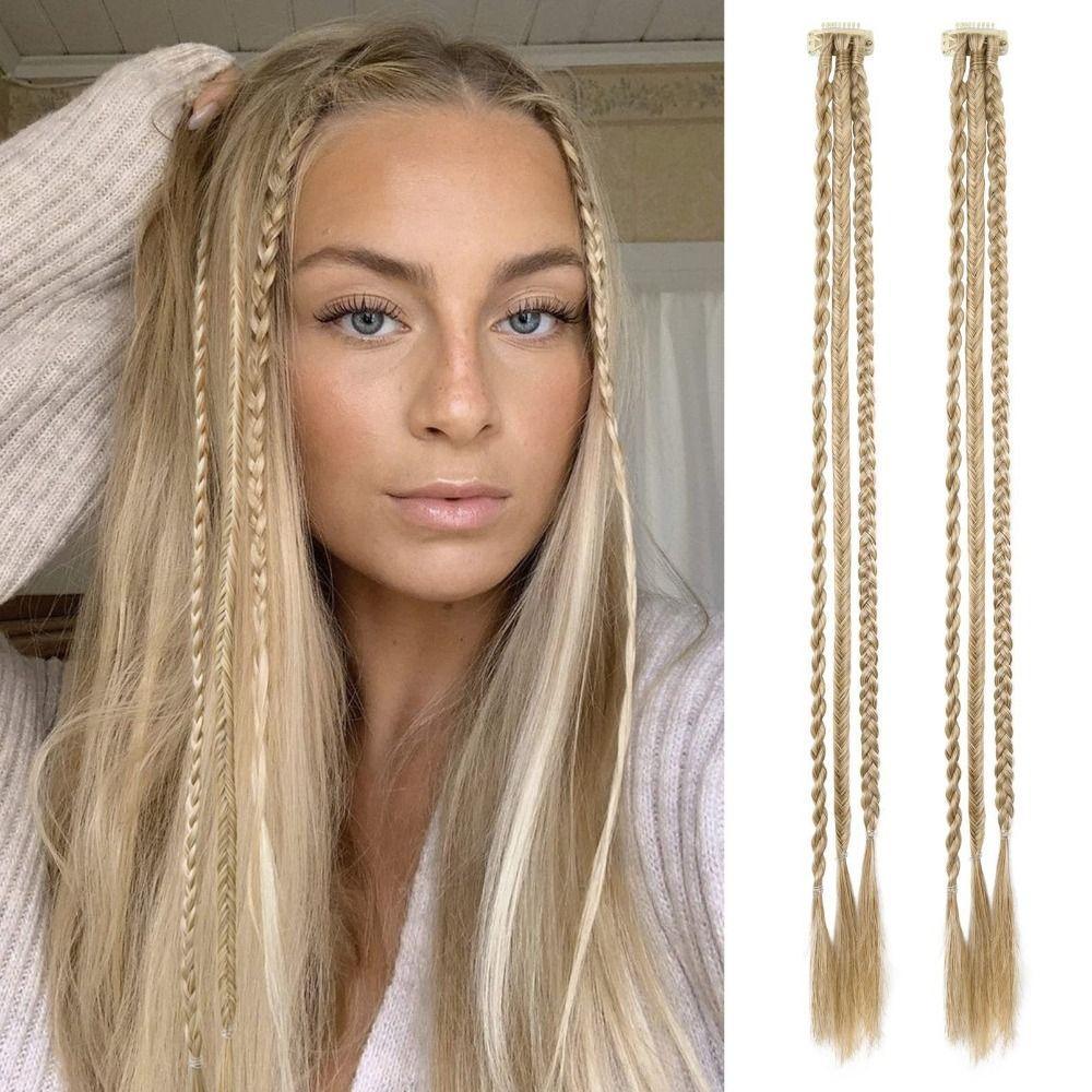  2 Peças De Extensões De Cabelo Trançadas , 22 Polegadas , 3 Tranças Em Um Clipe , Peruca De Rabo De Cavalo Lon