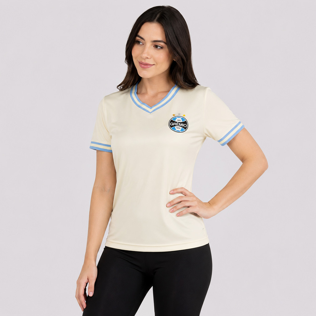 Camisa Grêmio Baby Look Dry Feminina Off White