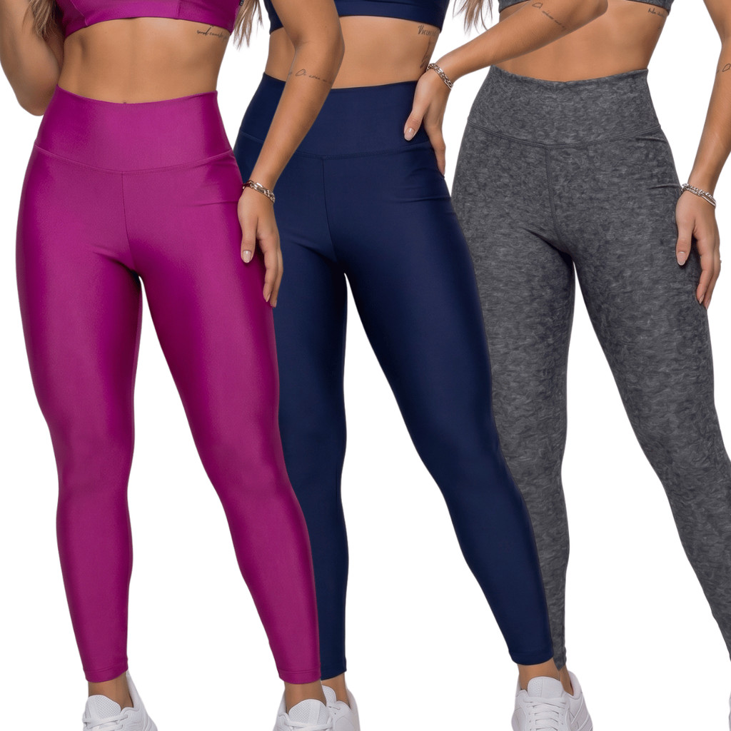 Legging Fitness Feminina Cintura Alta Calça Academia Suplex Alta Compressão Zero Transparência Confortável