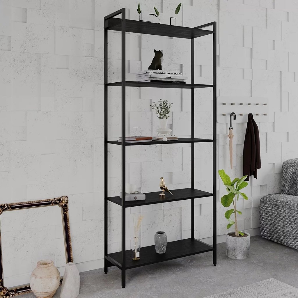 Estante de Livros Industrial Aço 80CMX187CM Multiuso 5 Prateleiras Active Yescasa Preto/Ônix Preto Onix
