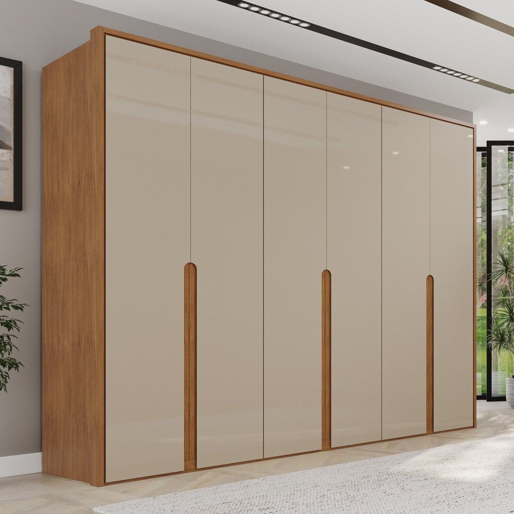 Guarda-Roupa Casal 6 Portas 6 Gavetas 100% MDF Lizz Off White/Cedro Cedro/Off White