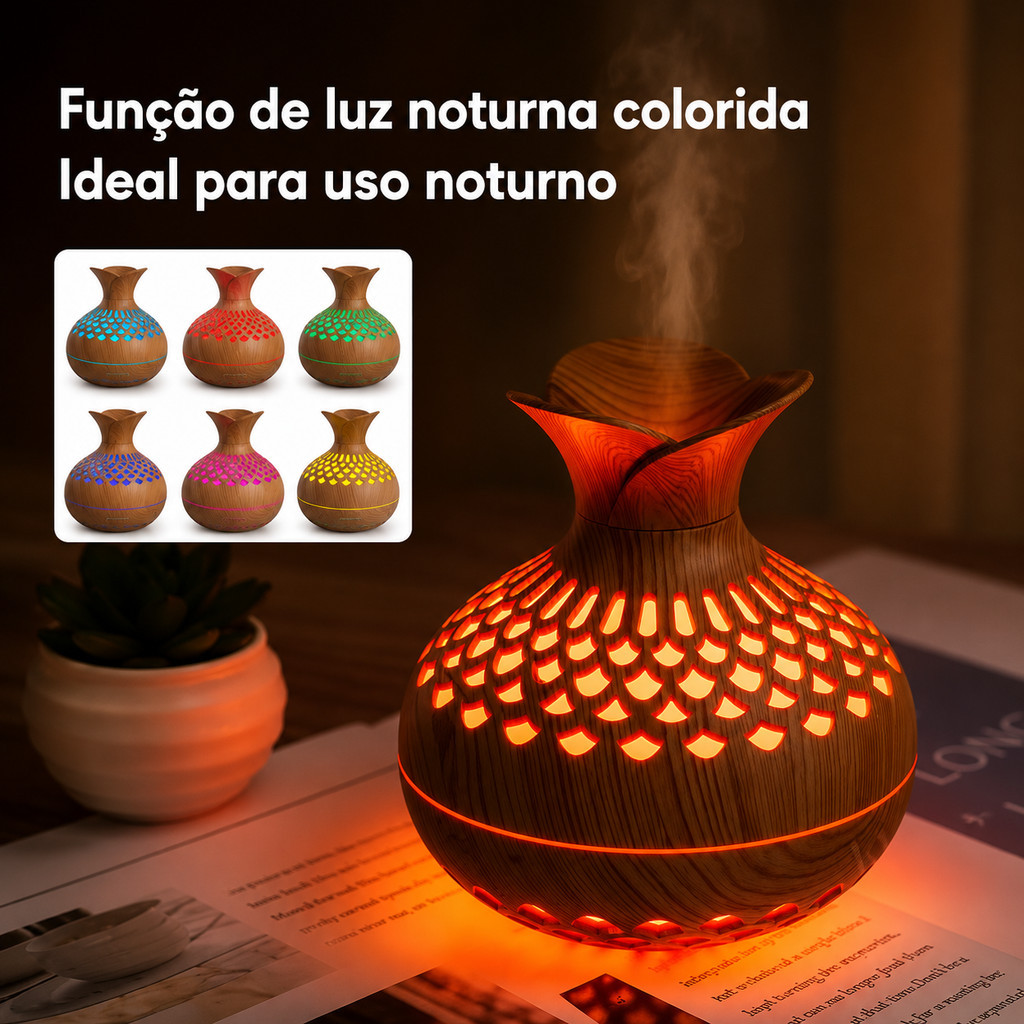 Difusor Umidificador de Ar 260ml com Luz Noturna LED para Quarto Escritório Yoga — imagem 2 de 2