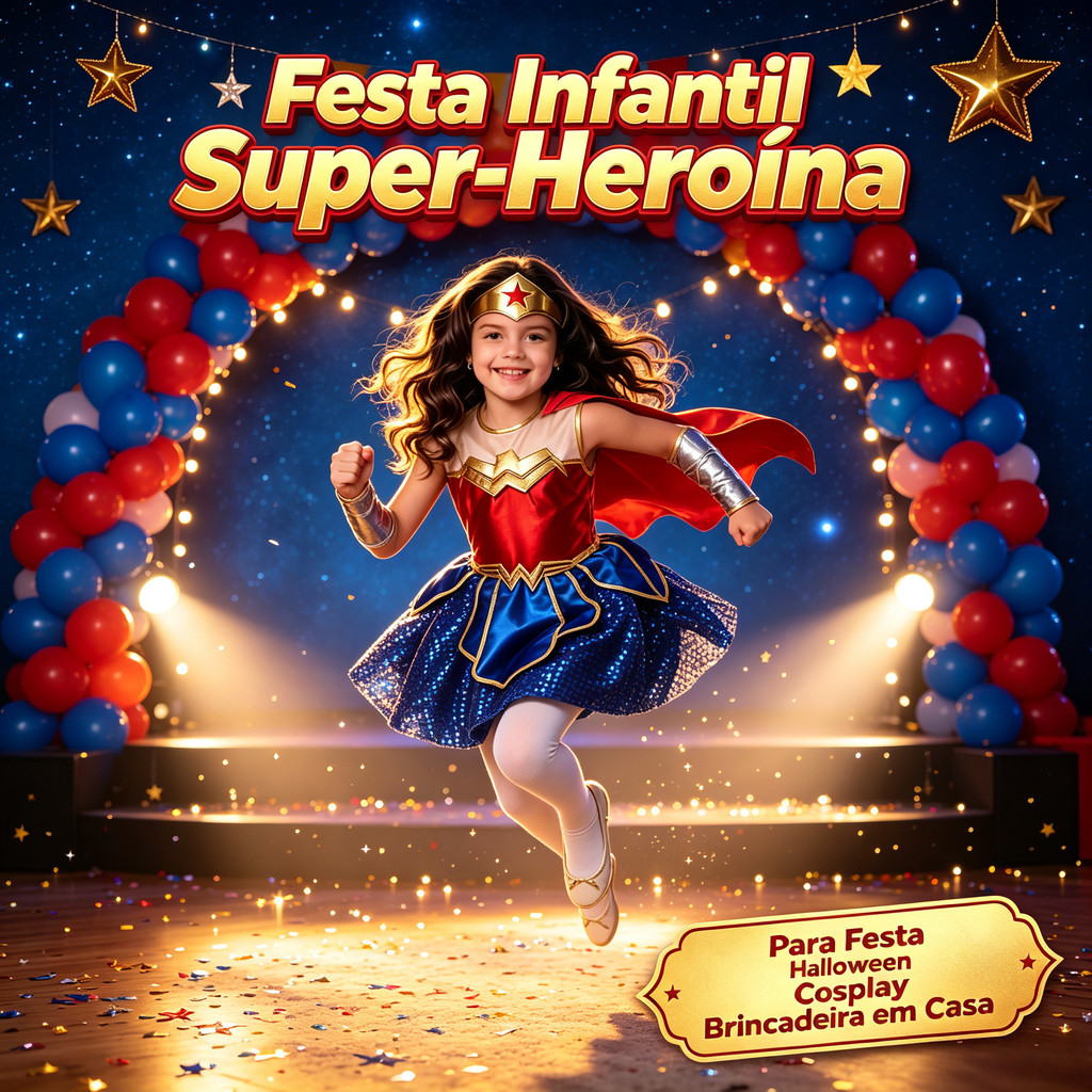 FANTASIA INFANTIL MULHER MARAVILHA MENINA CARNAVAL FESTAS