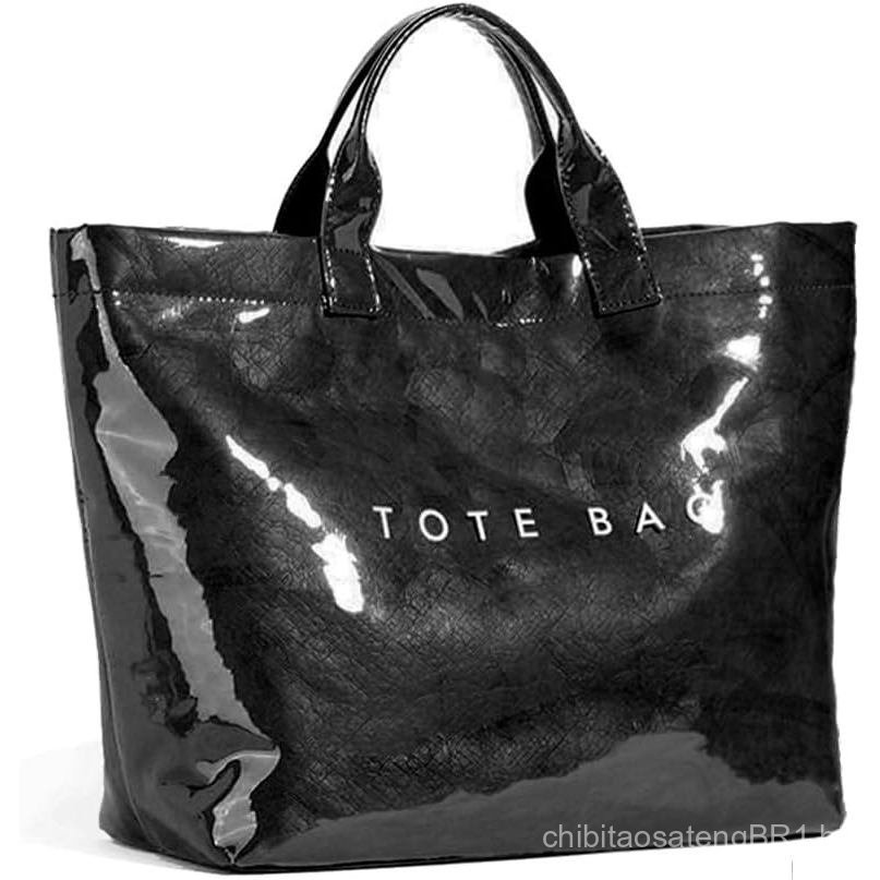 Bolsa Grande de PVC para Mulheres KAMEILONG com Estampa de Letras, Bolsa de Ombro de Papel, Bolsa de Compras Transparent