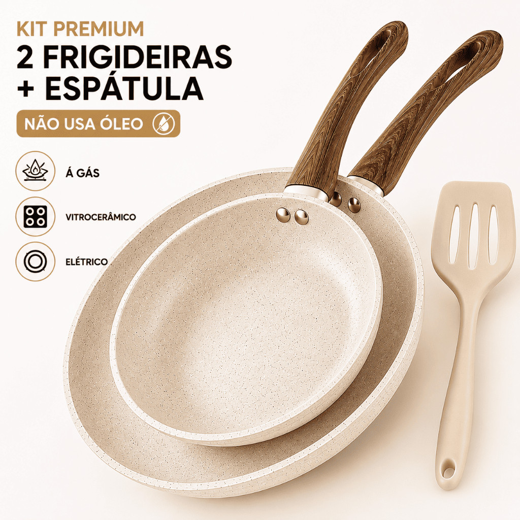 Frigideira Cerâmica Antiaderente Fogão Cooktop Indução Gás Fundo Triplo Cabo Soft Touch Livre PFOA Cozinha