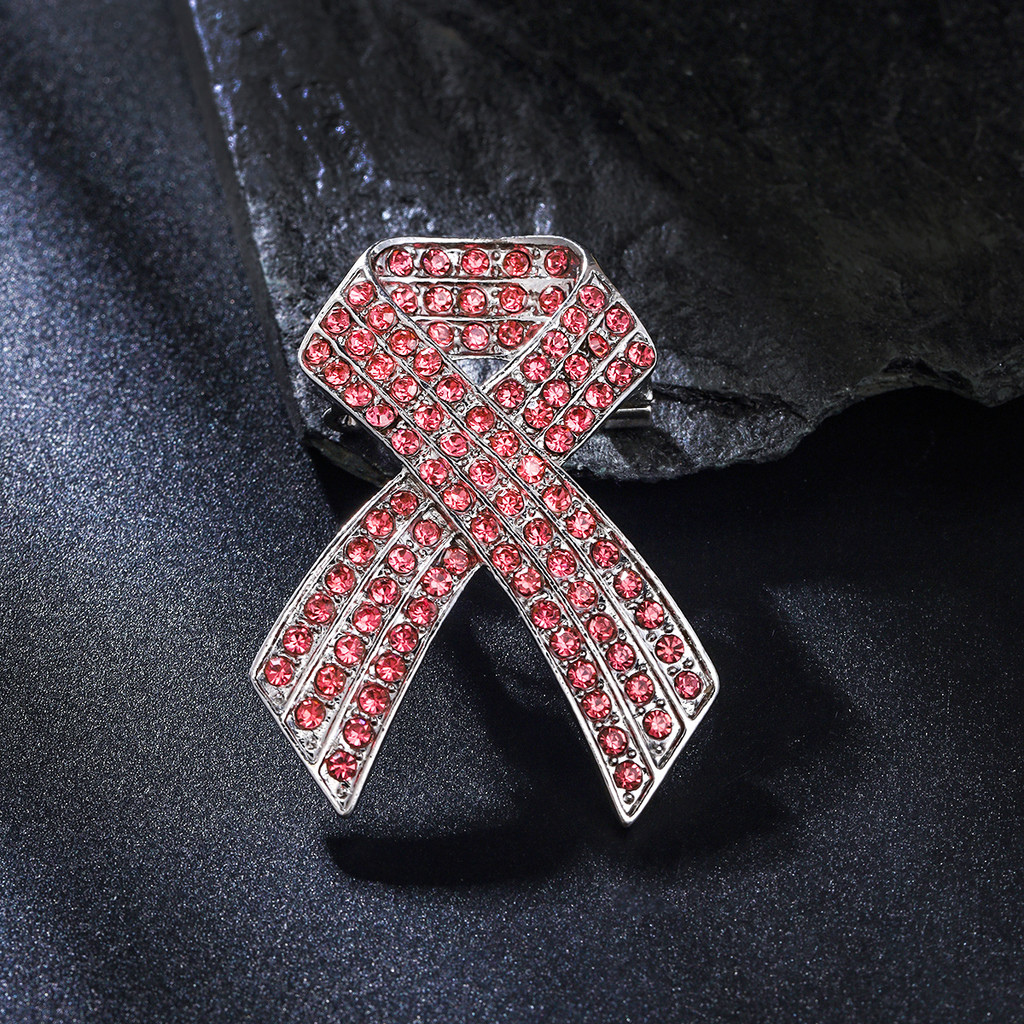 Cross-Border venda quente liga strass fita vermelha broche moda feminina brilhante broche Blazer acessórios na moda pino