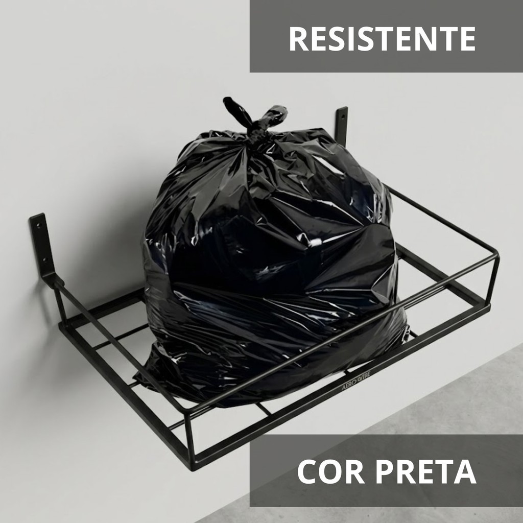 Lixeira de Parede Dobrável Para Área Interna e Externa Grande Resistente Ferro 60 cm Pouco Espaço