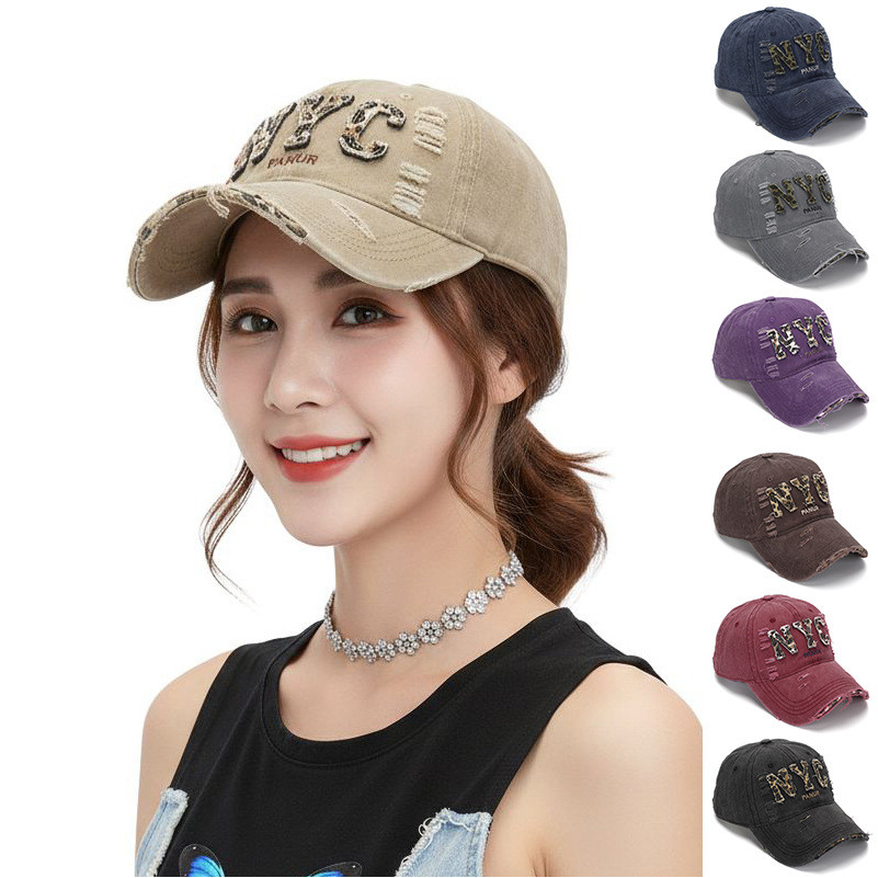 [Estoque pronto] Novo estilo retrô tridimensional carta NYC chapéu masculino feminino esportes ao ar livre lazer aba cur