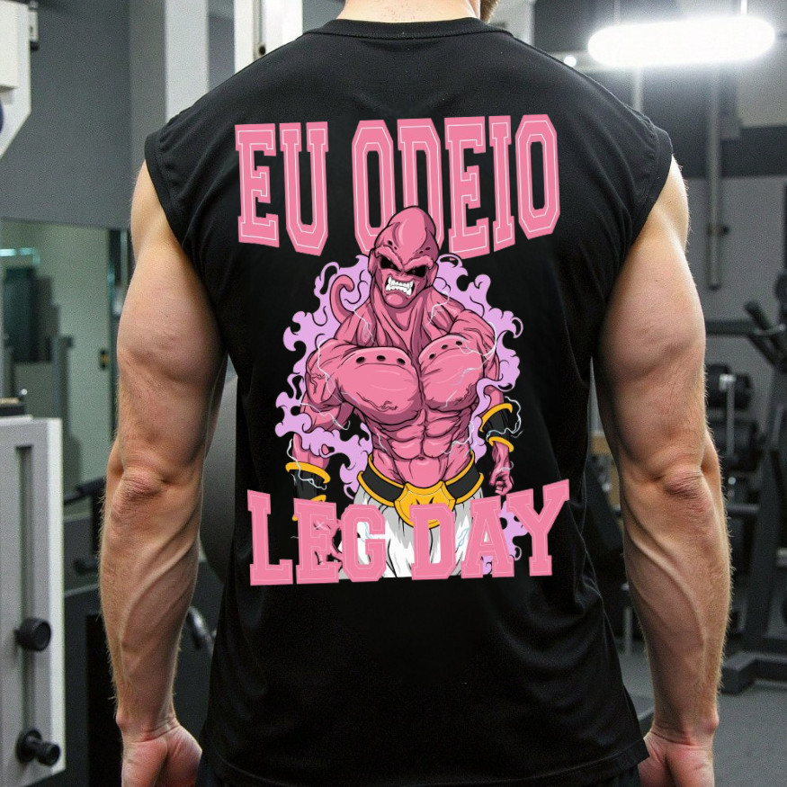Regata machao Oversized Masculina Estampada Estilo Anime Academia Odeio Leg Day Confortavel Lançamento 