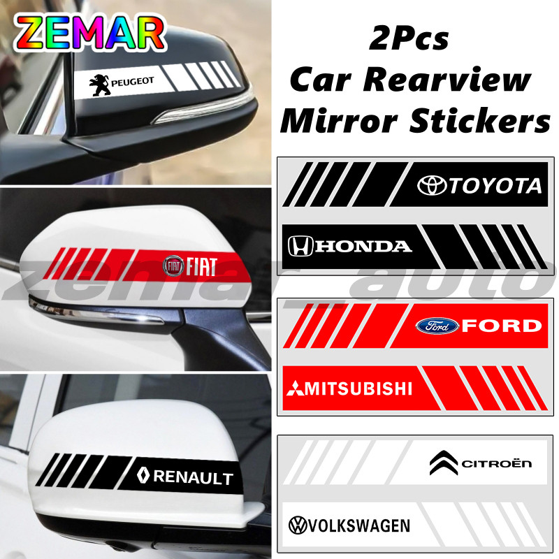 2 Pçs Espelho Retrovisor Do Carro Adesivos Listras Decalque Decorar À Prova Dwaterproof Água
