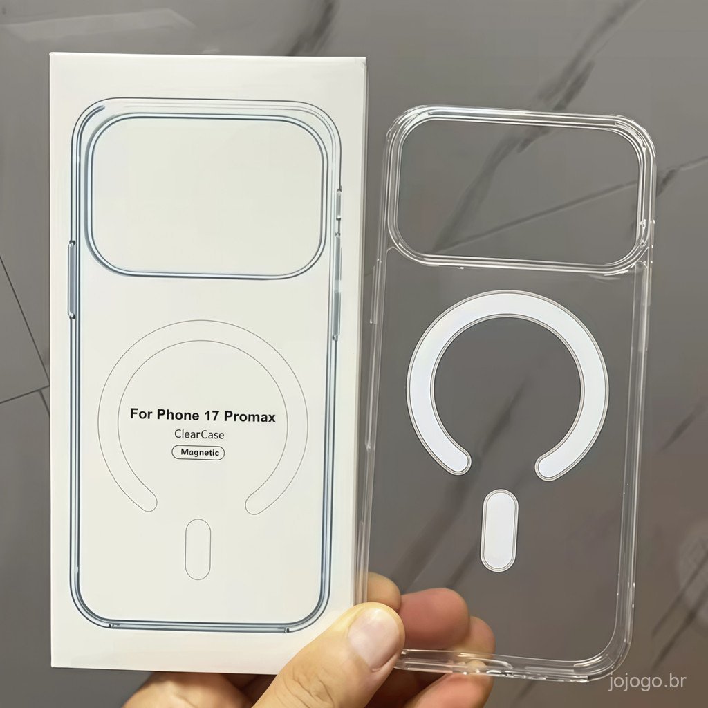 Capa magnética transparente de alta qualidade para celular, compatível com 17 promax 16 15 14 13 12 11, cobertura total 