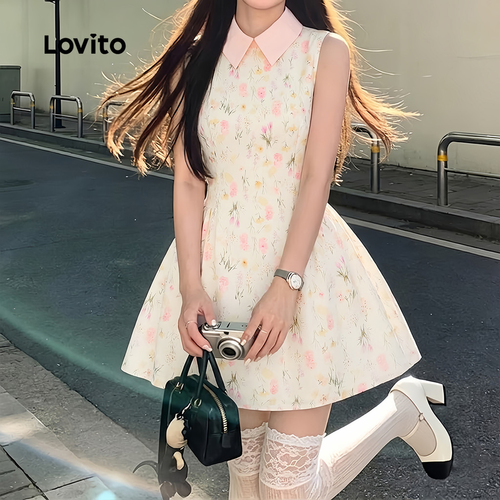 Lovito Vestido Casual com Padrão Colorblock Vestido Feminino Primavera/Verão L198ED289 · foto 2