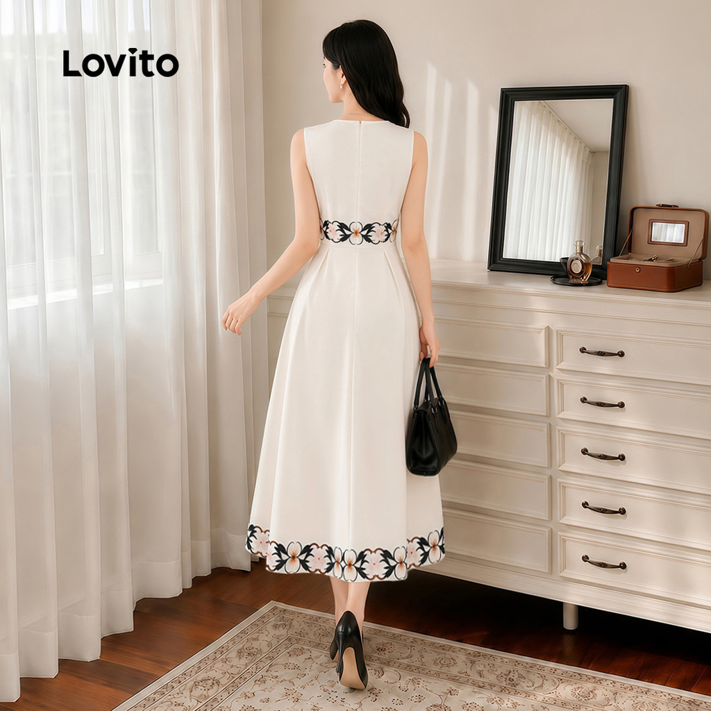 Lovito Padrão de Vestido Elegante com de Primavera/verão Confortável e Estiloso para mulheres DRB199P2D156 · foto 2
