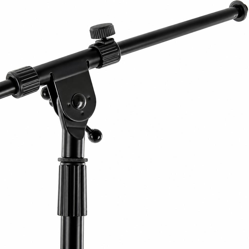 Pedestal P/ Microfone Profissional Girafa E Reto Tripé Ajustável Preto