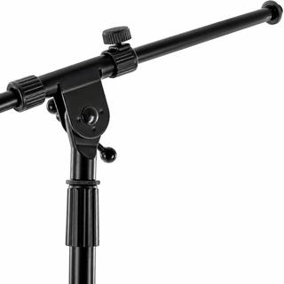 Pedestal P/ Microfone Profissional Girafa E Reto Tripé Ajustável Preto