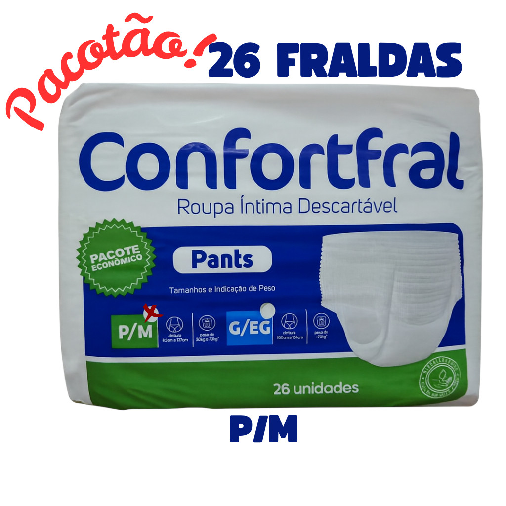 Fralda Adulta Geriátrica Confortfral Pants P/M 26 Unidades)– Pacote Econômico (segunda linha)