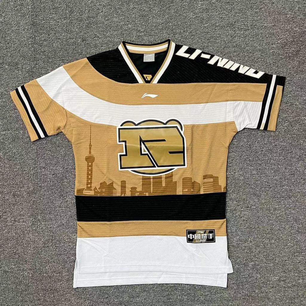 Li Ning X League of Legends Patrocínio RNG Equipe Lazer Esportes Camisa Cultural Solta Camiseta de Manga Curta de Secage