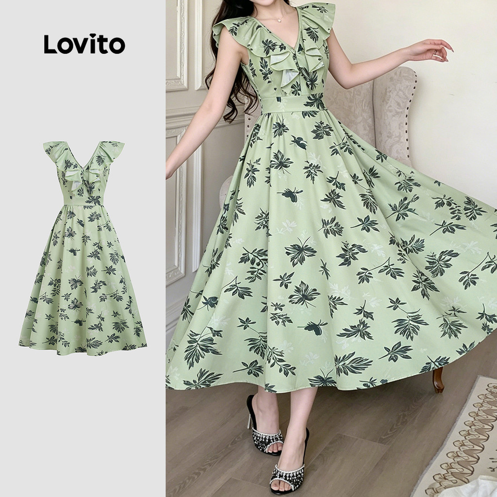 Lovito Vestido Elegante com Flores e para Primavera/verão Feminino L196ED771