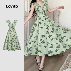 Lovito Vestido Elegante com Flores e para Primavera/verão Feminino L196ED771