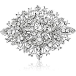 Broche Vintage com Strass para Mulheres, Broche Elegante para Vestidos, Broches de Cristal com Strass Art Déco para Casa