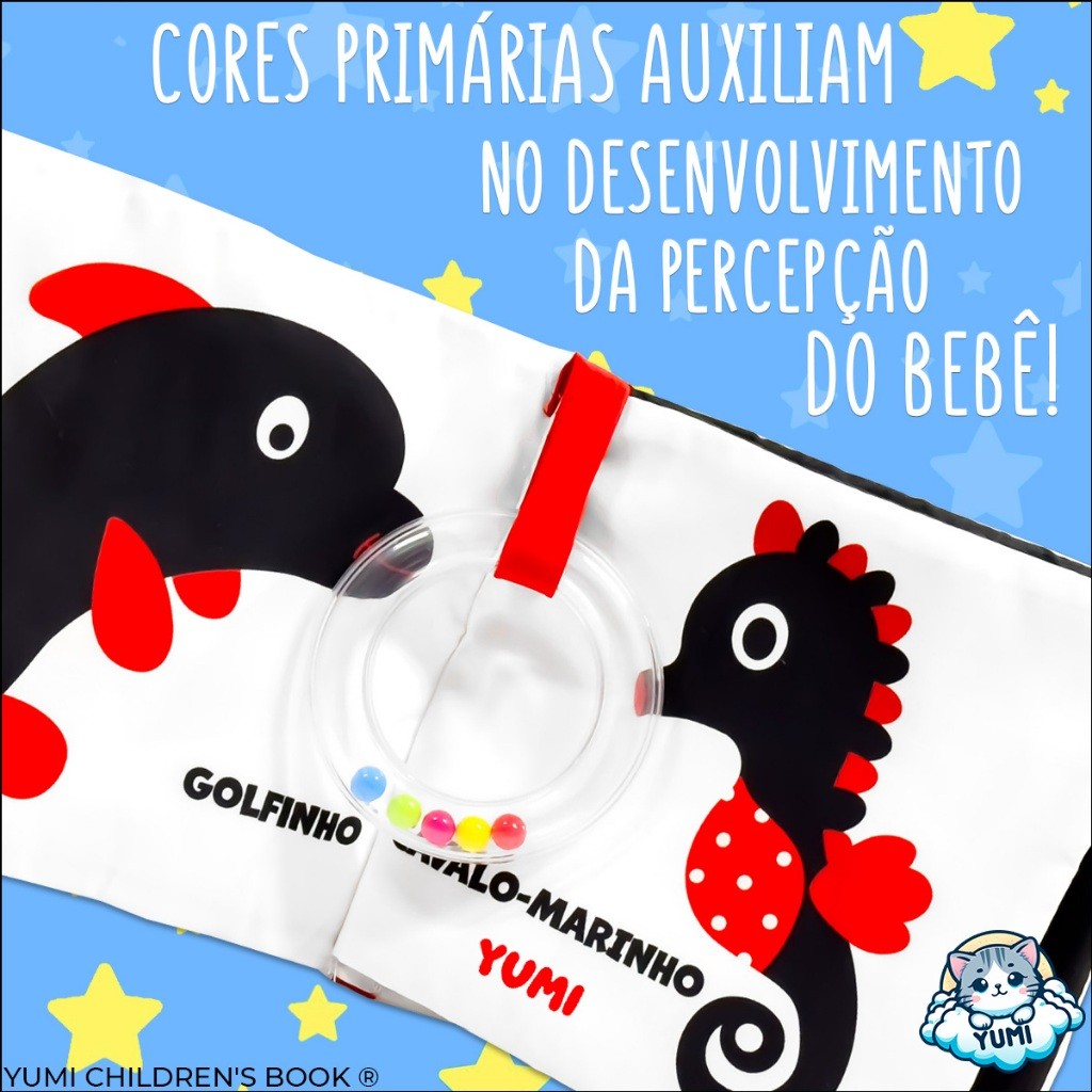 Livro De Pano Macio Para Bebês Alto-contraste Animais Marinhos Sensorial Bebê Chocalho 0 A 6 Meses Montessori · foto 2