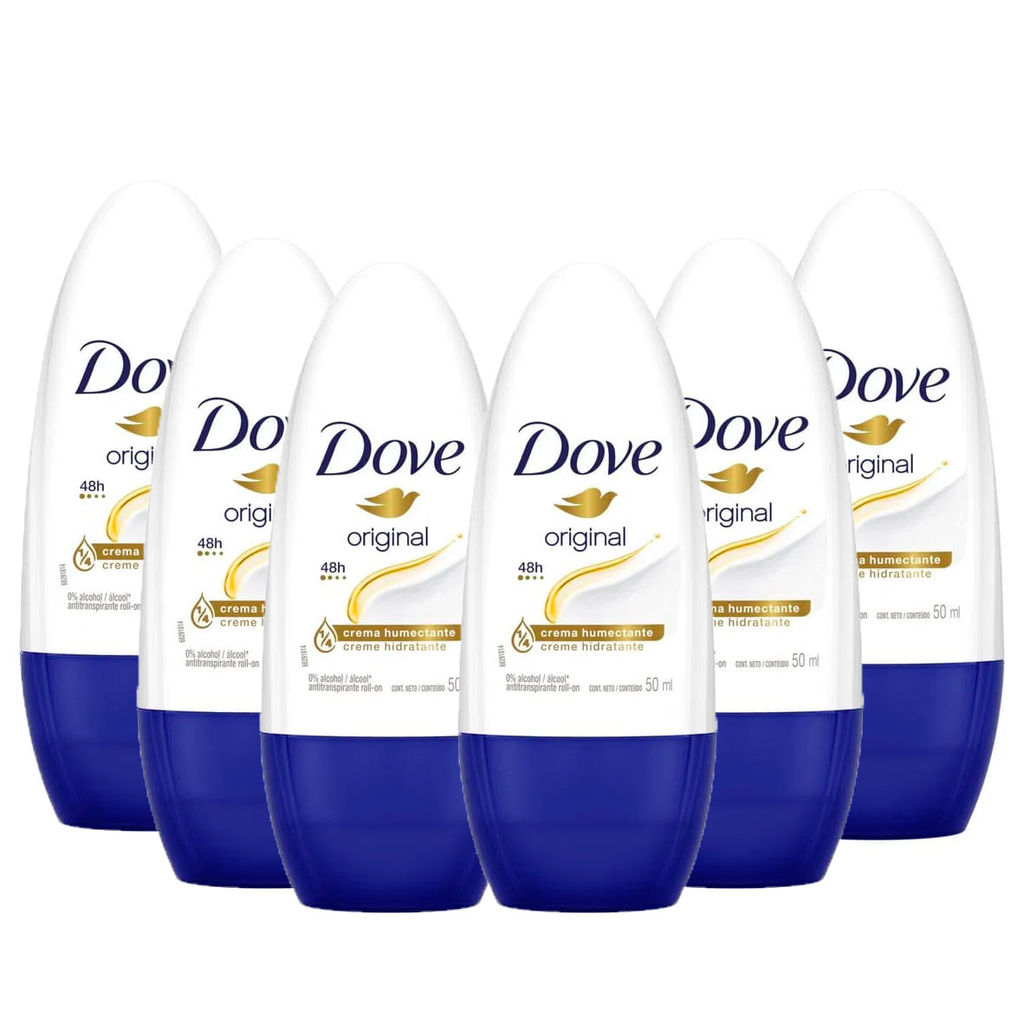 Kit 6 Desodorante Antitranspirante Roll-on Dove Original 50ml