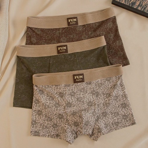 Novo masculino venda quente flor clássica estilo chinês roupa interior boxer cintura média respirável boxer meninos Shor