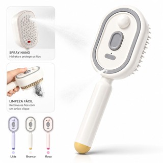 Escova De Cabelo A Vapor Elétrica Spray Massagem Pente Anti-Estático Auto-Limpeza Aplicad…