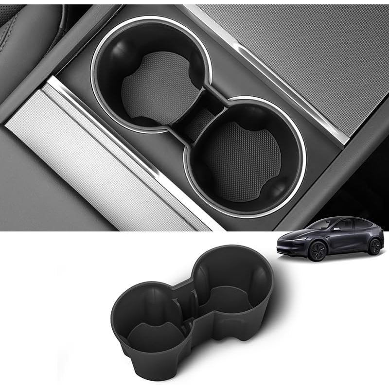 LUCKEASY Center Console Water Cup Holder for 2026 2025 Tesla Model Y Juniper New TPE Car Interior Organizer Center Conso