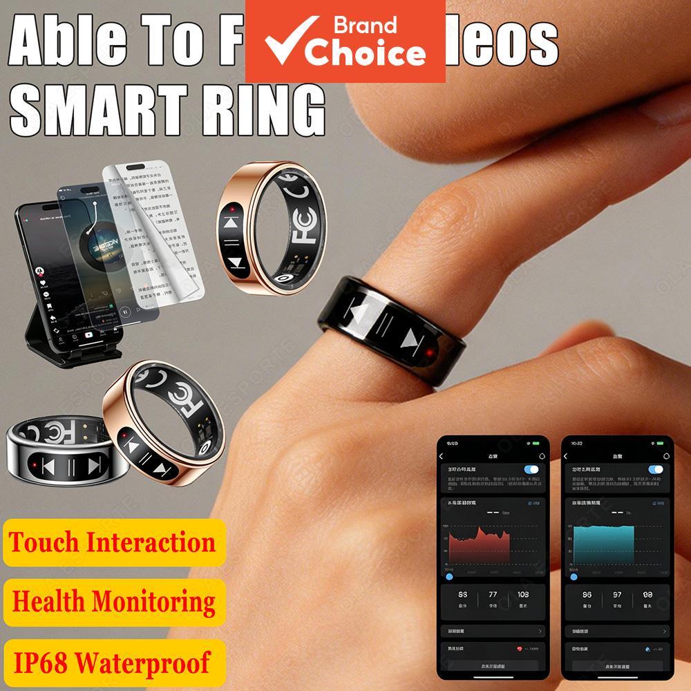 Anel Inteligente com Controle de Vídeo, Monitoramento de Frequência Cardíaca, Oxigênio no Sangue, Saúde, Anel
