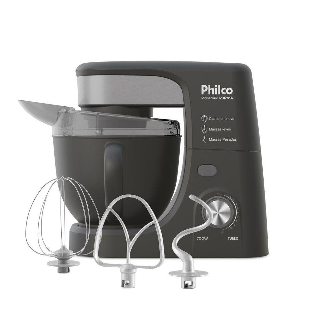 Batedeira Planetária Philco PBP70A 4,5L 700W 12 Velocidades Cinza 110V
