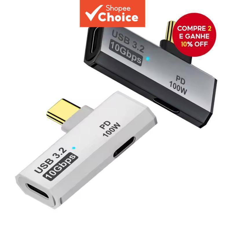 Adaptador OTG 2 Em 1 USB-C 100W PD De Carregamento Rápido Para Laptop/Tablet Pla