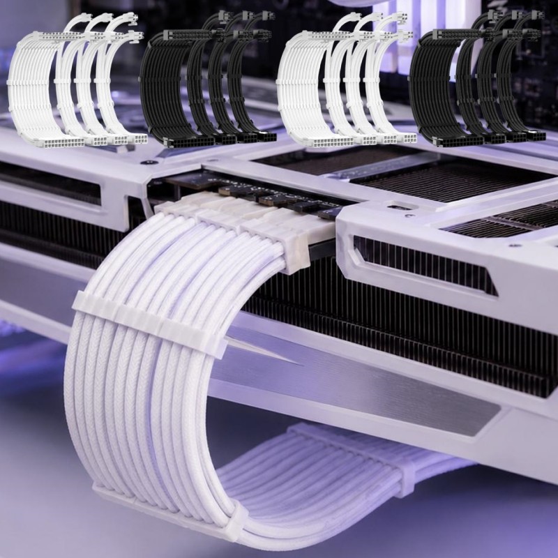 Cabo De Extensão PSU Da Caixa Do Computador-ATX-24Pin/CPU 8Pin-Acessórios Para Manga Premium De Fio-Comprimento 320mm-Co