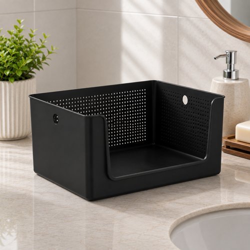 Caixa Organizadora Preto 16 Litros Recipiente Plastico Organizador Casa Escritório Multiuso Compacto Resistente