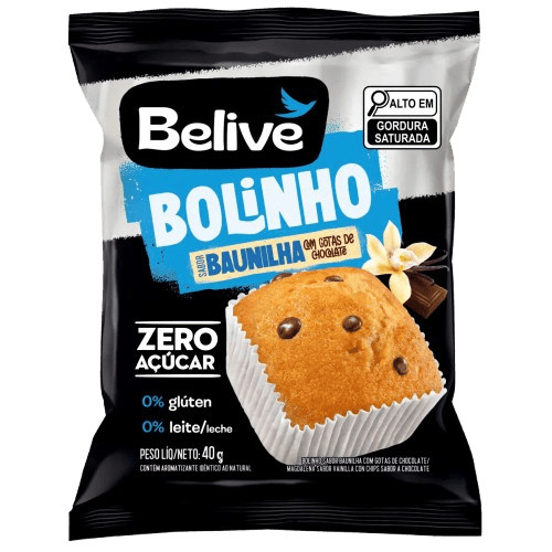 belive Bolinho Baunilha Sem Açúcar Zero Glúten e Zero Lactose 40g