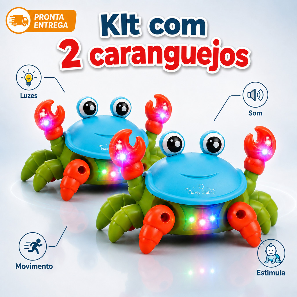 Kit Brinquedo Fujão Sensor Dança E Som Eletrônico Top - Caranguejo de brinquedo que anda