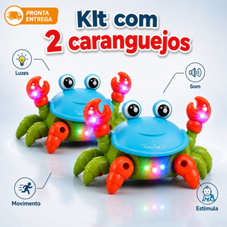 Kit Brinquedo Fujão Sensor Dança E Som Eletrônico Top - Caranguejo de brinquedo que anda