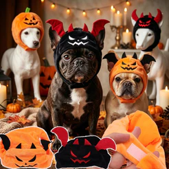 Halloween Abóbora Diabo Pet Chapelaria-Macio Bonito Pelúcia Ajustável Velcro Cinta Chapéu Traje Acessório Para Gatos Peq