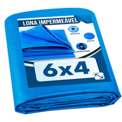 Lona Plástica de Proteção Cobertura Impermeável Azul 6x4 mts