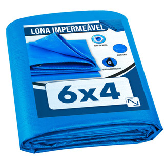 Lona Plástica de Proteção Cobertura Impermeável Azul 6x4 mts