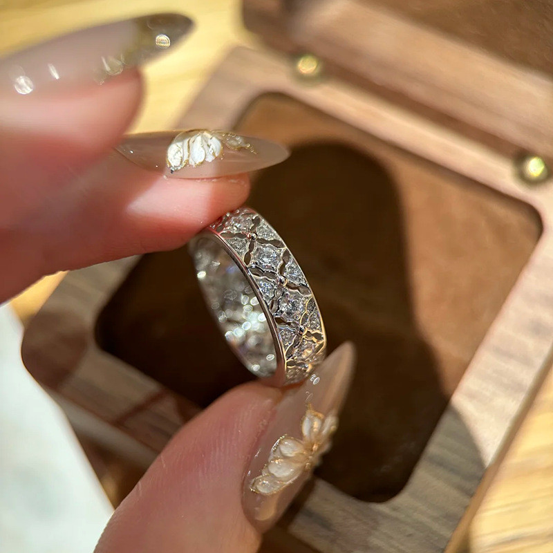 Itália ~ Anel de diamante de renda Medieval feminino banhado 18k requintado anel de dedo indicador oco anel de diamante 