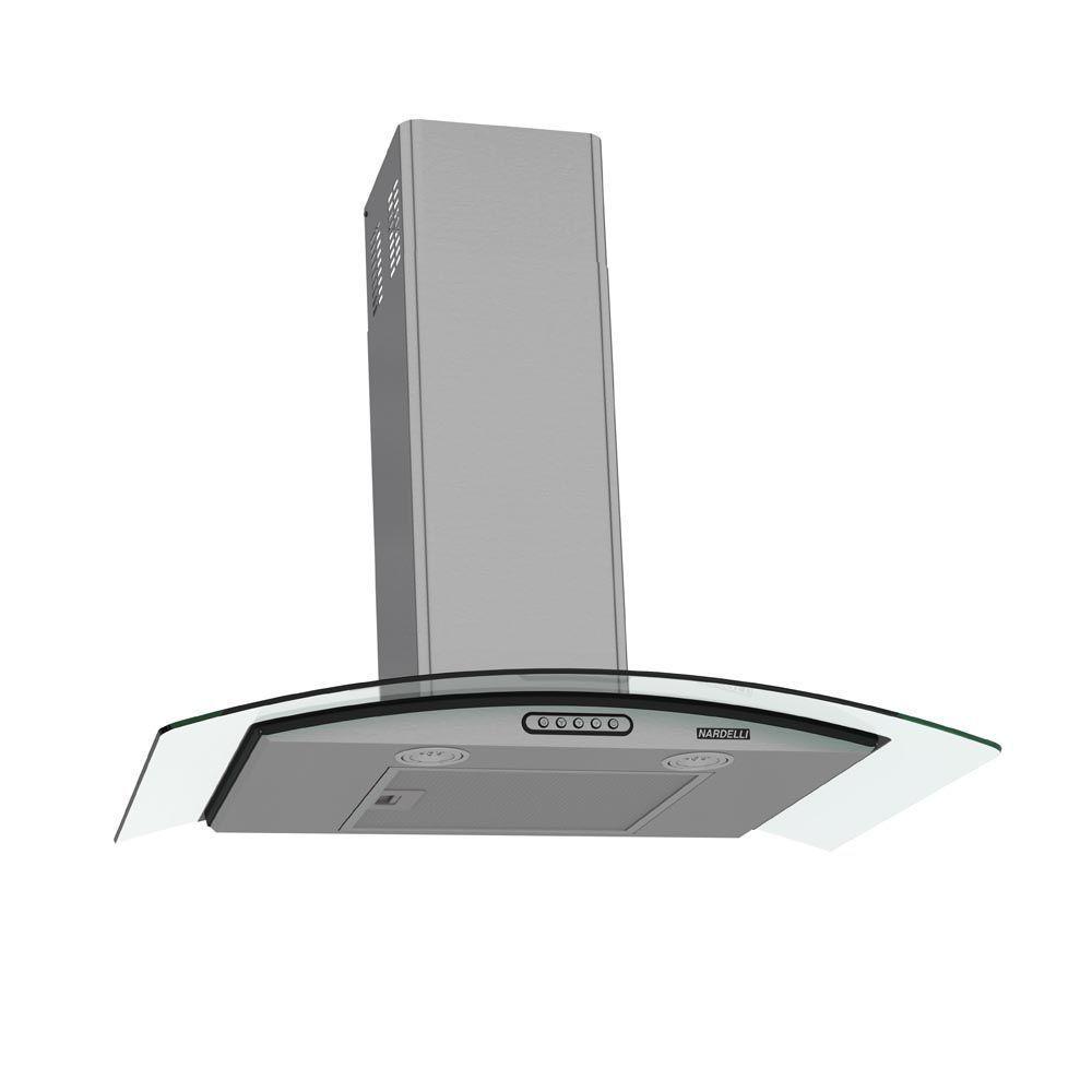 Coifa de Parede Nardelli Vidro Curvo Slim 75cm Inox 3 Velocidades LED 220V