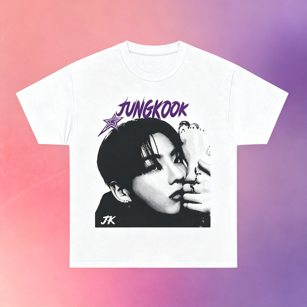 Camiseta Feminina Estampa Foto Artística de Jungkook Moderna Estilosa Confortável Tendência