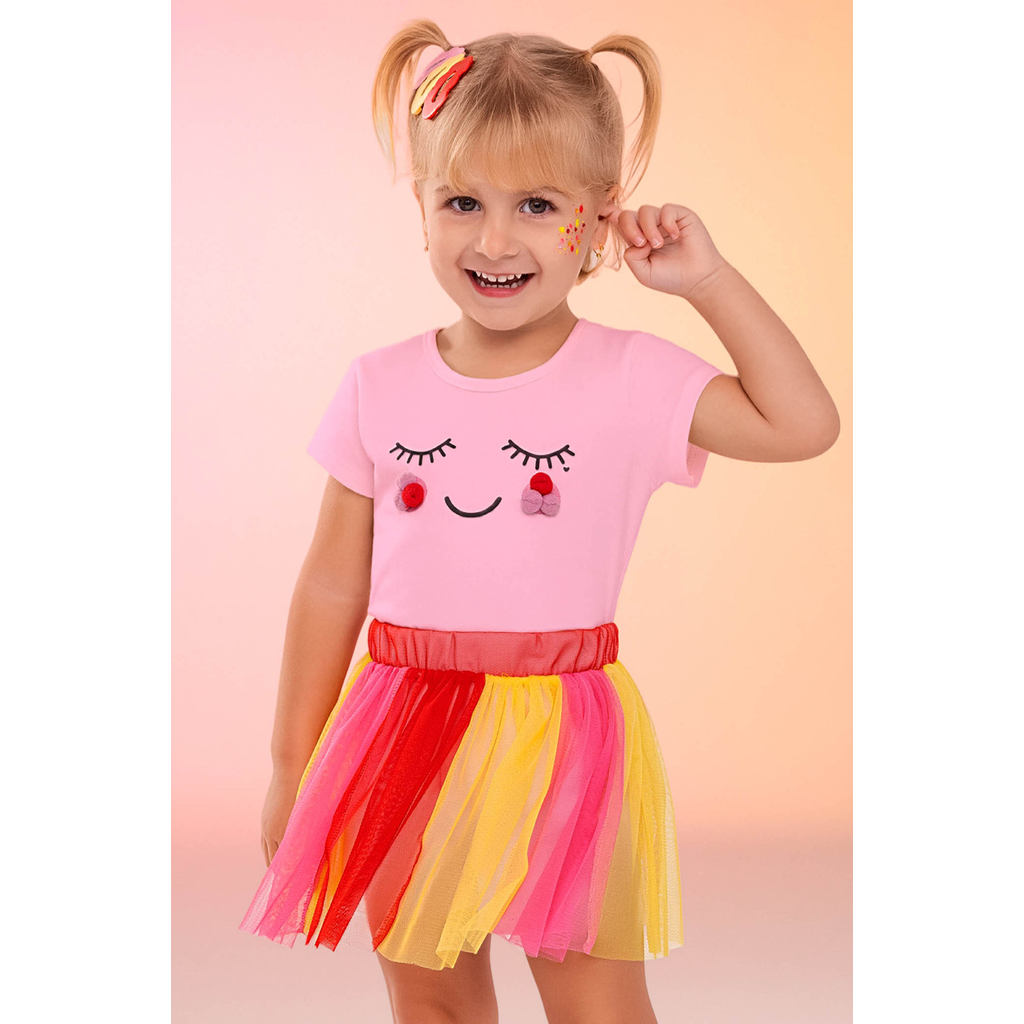 Conjunto Infantil Menina Fantasia Tutu Elian Rosa