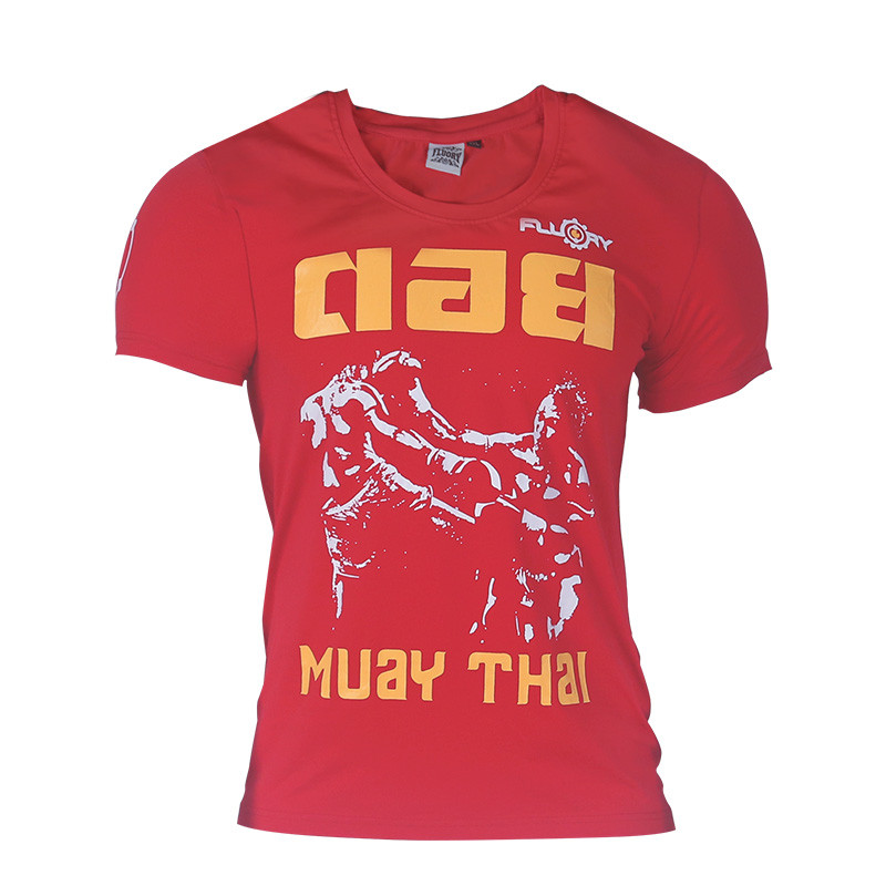 FLUORY FLUORY Muay Thai Camiseta de manga curta de algodão puro confortável Slim Fit roupas infantis esportivas camiseta