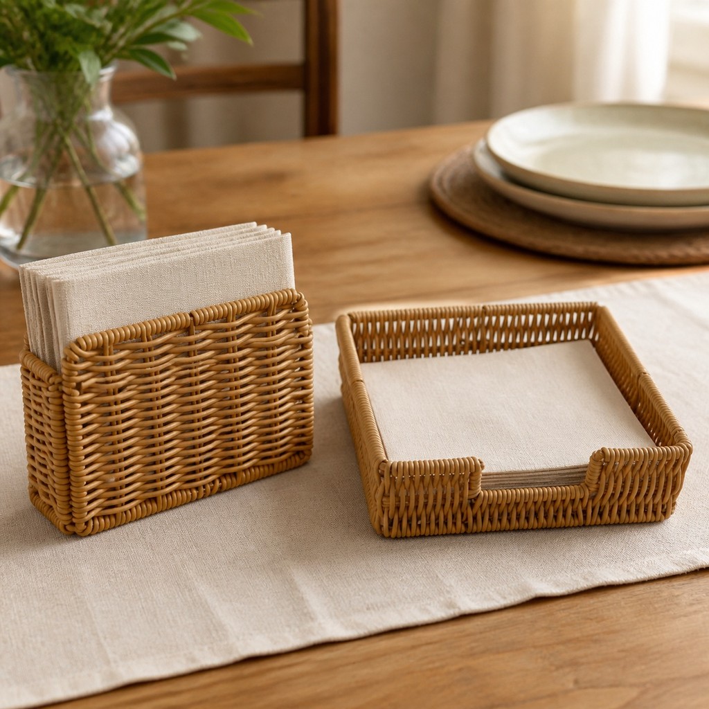 Porta-Guardanapos Rattan Natural 15cm ou 18cm Hauskraft