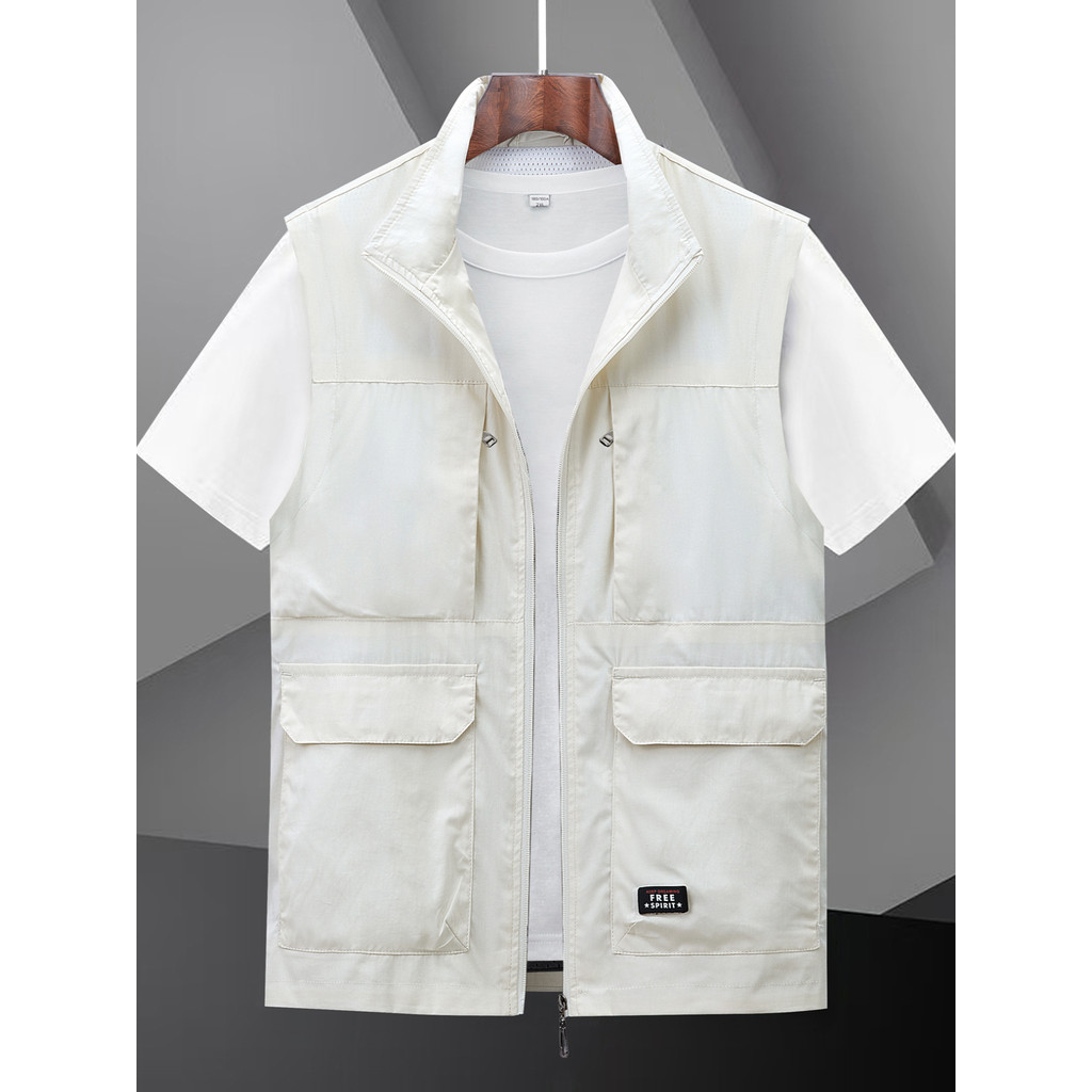 Colete de verão masculino puro algodão ao ar livre colete de pesca Multi-bolso Casual Workwear colete masculino sem mang